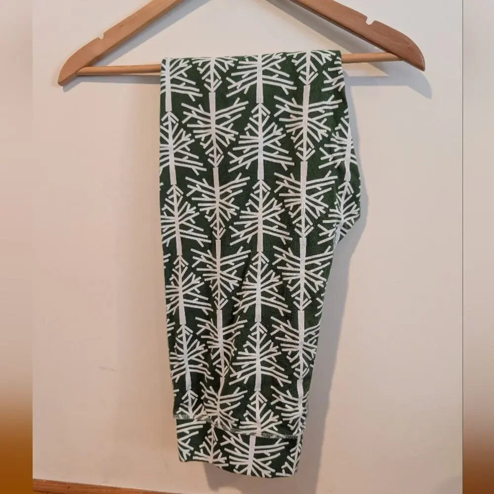 Pact Organic Cotton Pajama Set Green Tree Print Womens Small Lounge Set